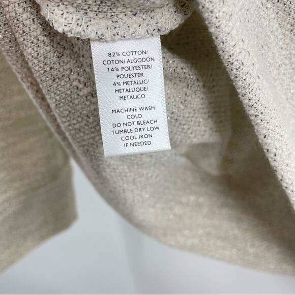 Ann Taylor Loft Metallic Sparkle Side Zip Crew Sweatshirt Top Cream Gray S new - Picture 12 of 13